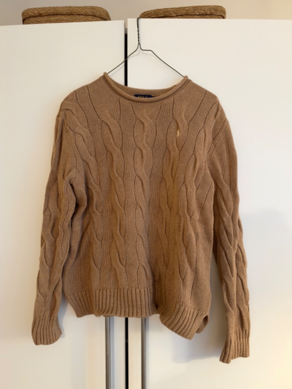 Polo Ralph Lauren Tan Cable Knit Cotton Sweater